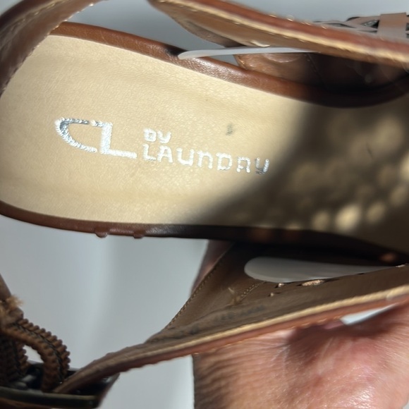 CL By Laundry Tan Leather Perforated  Open Toe Booties Womens size 9.5 NWOT - Picture 9 of 10